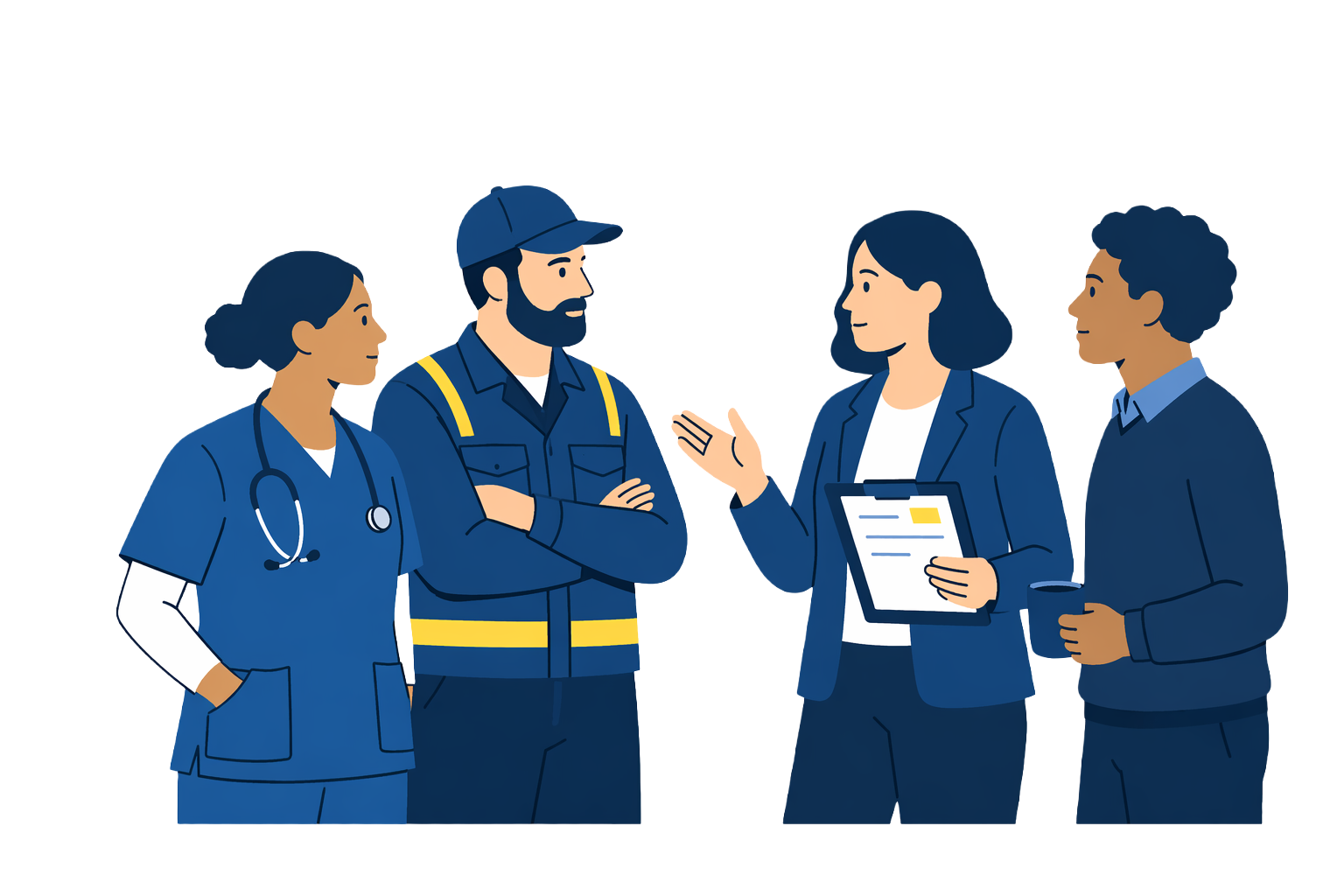 Public sector workers in discussion